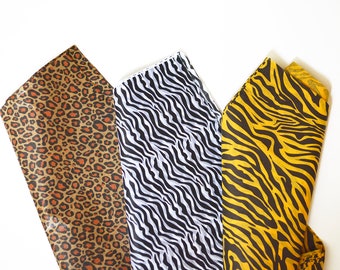 Animal Pattern Tissue Paper Set, Kids Craft DIY Supplies, Leopard Tissue, Zebra Tissue , Tiger Tissue, Wild One Party, Go Wild Party