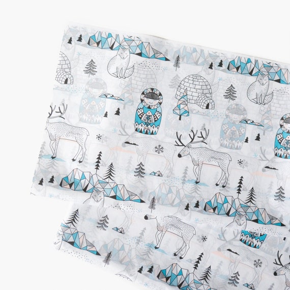 Arctic Life Tissue Paper, Cute Inuit Igloo Pattern Paper, Gift Wrapping  Wrap Paper, Holiday Paper, Christmas Craft Supplies, Arctic Animals 