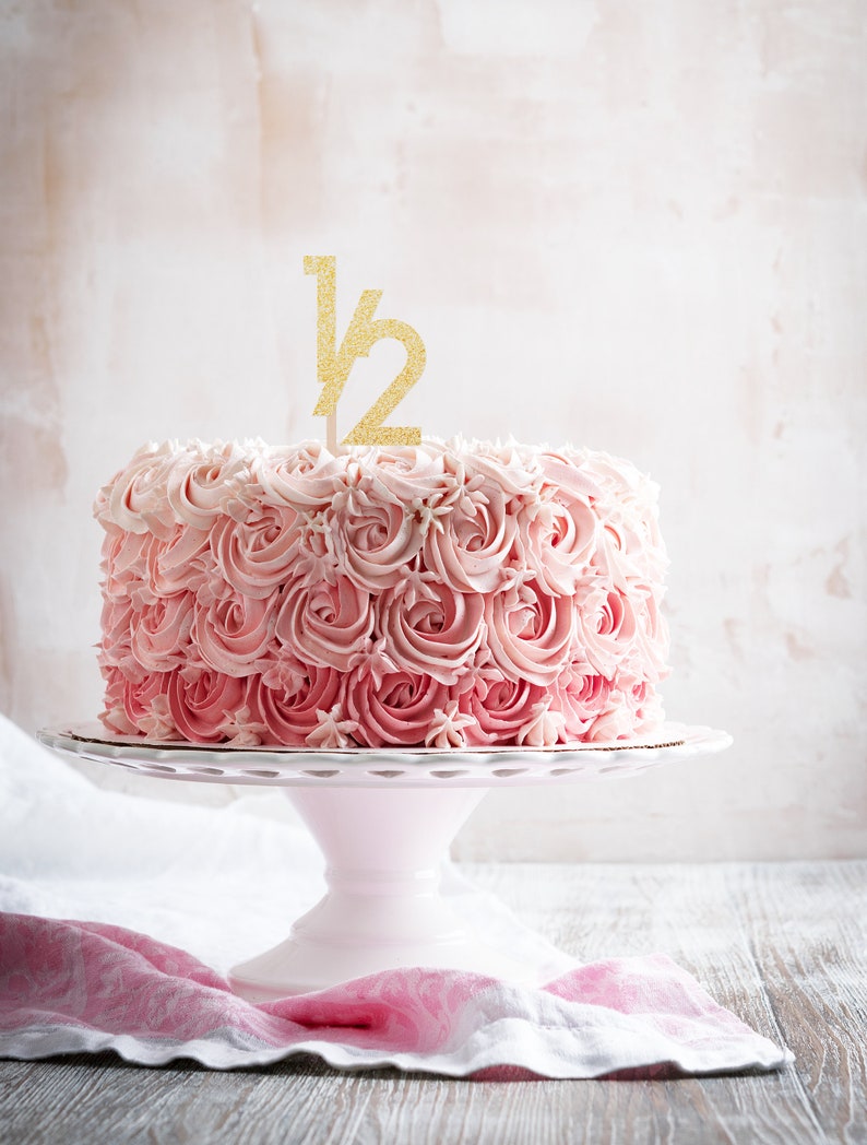 Cake Toppers Picks Paper Party Supplies Half Birthday Cake Topper 6 Months Topper 12 Birthday Cake Topper Six Month Birthday Topper Half Year Topper