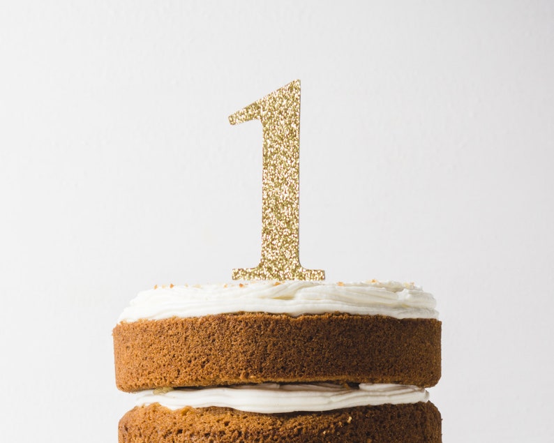 Number 1 Cake Topper Gold 1 Cake Topper 1st Birthday Cake Topper Gold Number One Number Cake Topper One Glitter Topper image 1