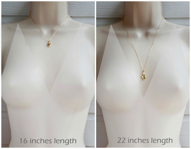 Sacred Heart Gold Long Necklace, Delicate, Gold-filled bild 5