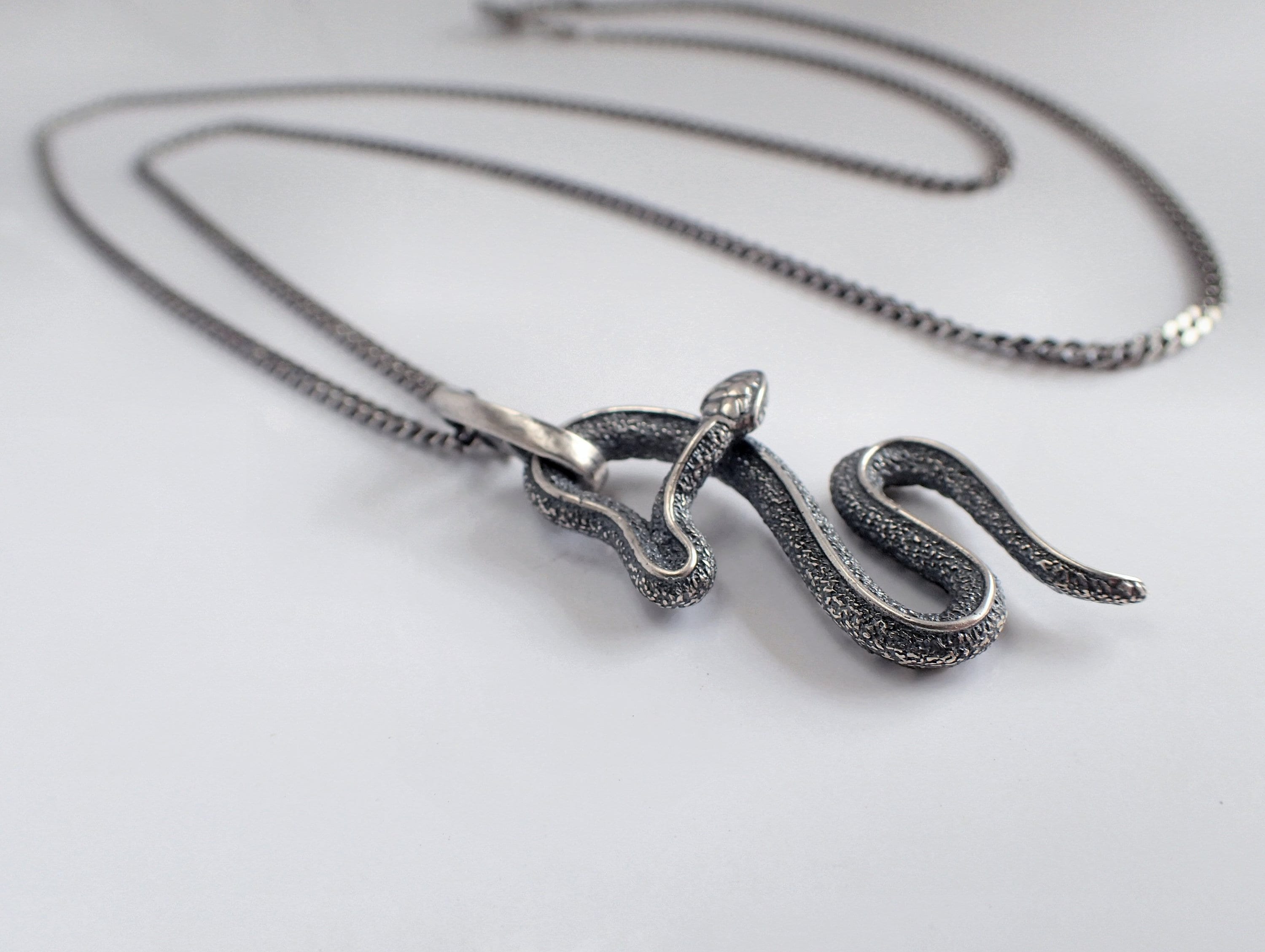 ★Hei★ sv925thin snake necklace HE23WINSG628XXFR Snake 925 Silver Necklace, Serpent Locket, Snake Pendant