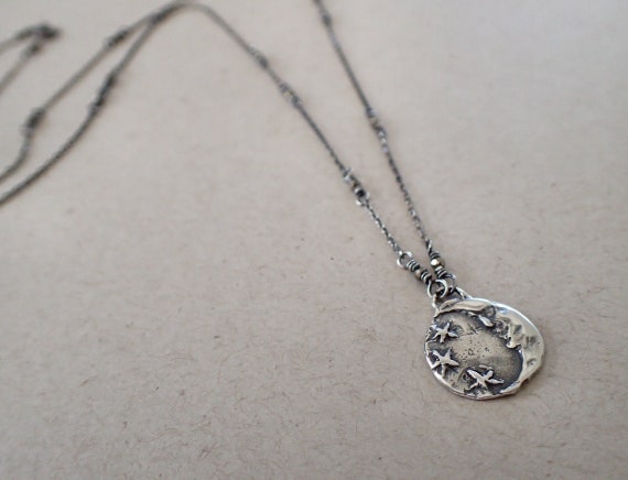 Sterling Silver Man in the Moon Necklace with Star Sterling Silver Man in the Moon Necklace with Star
