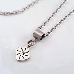 Tiny Sun Oxidized Sterling Silver Necklace, Oxidized