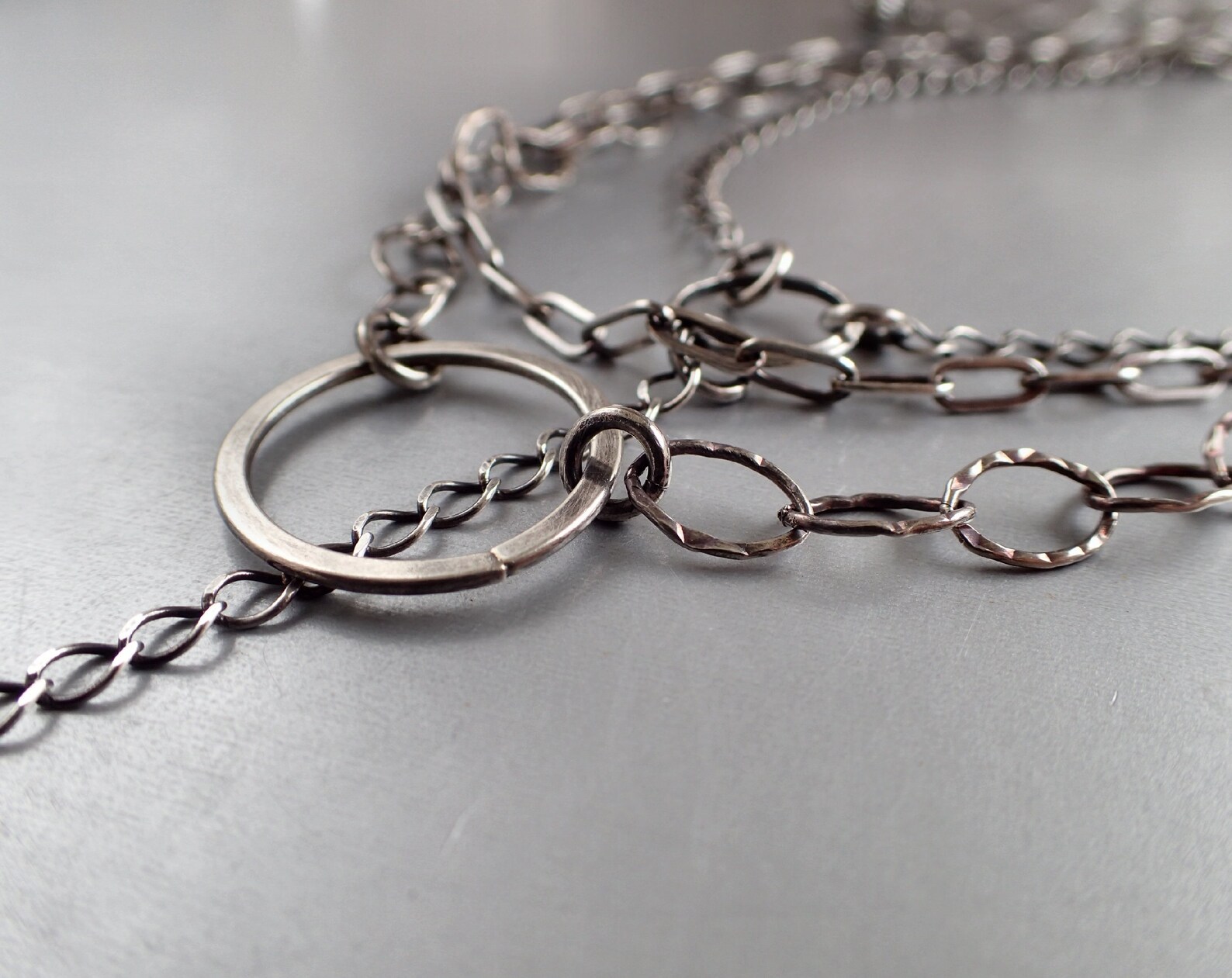 Multi Strand Sterling Silver Necklace Oring Layered Y Etsy