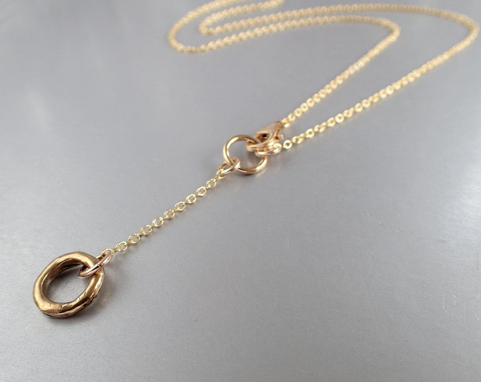 Gold Loop Front Clasp Necklace, Lariat, Choker, Classic, Minimalist ...