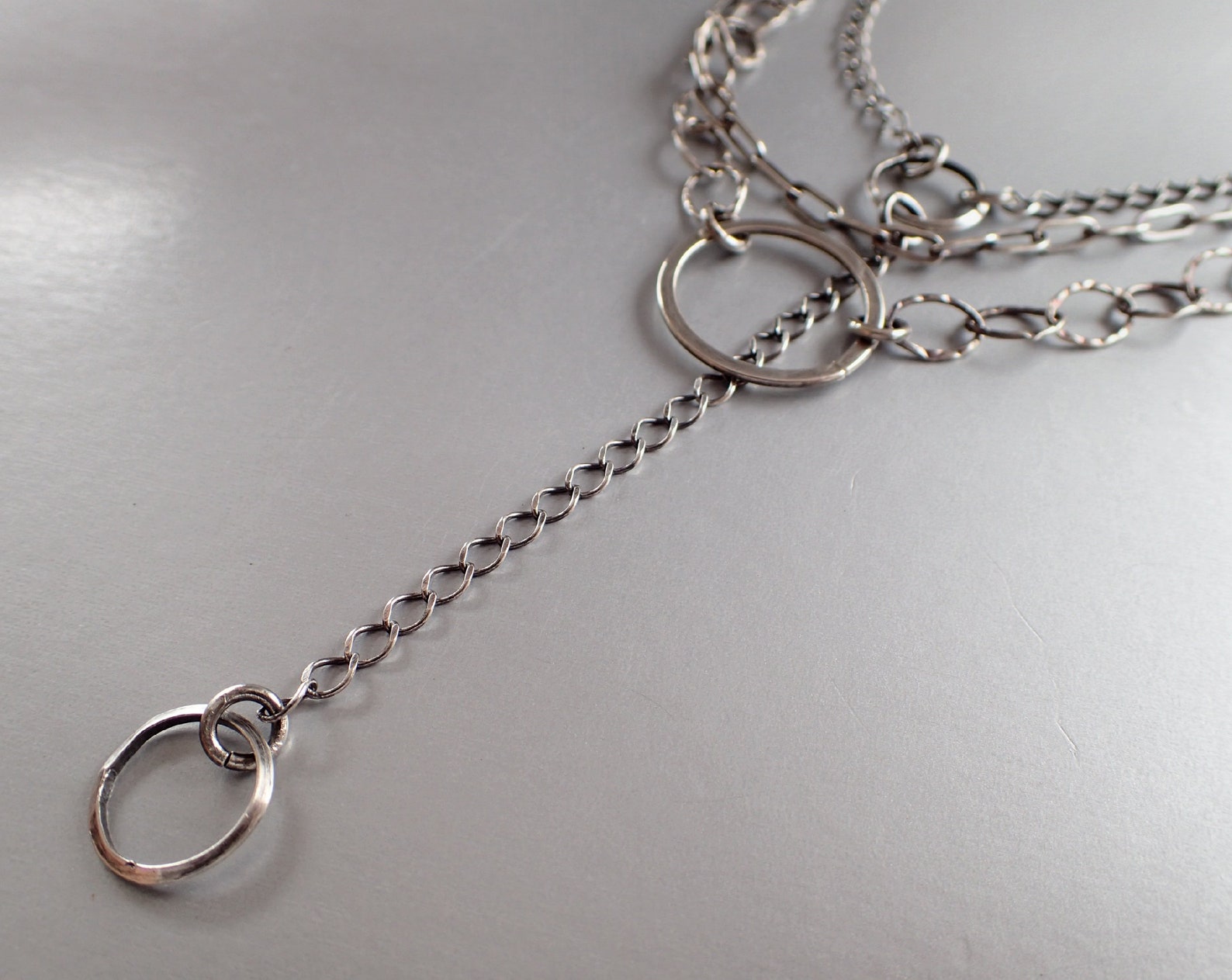 Multi Strand Sterling Silver Necklace Oring Layered Y Etsy