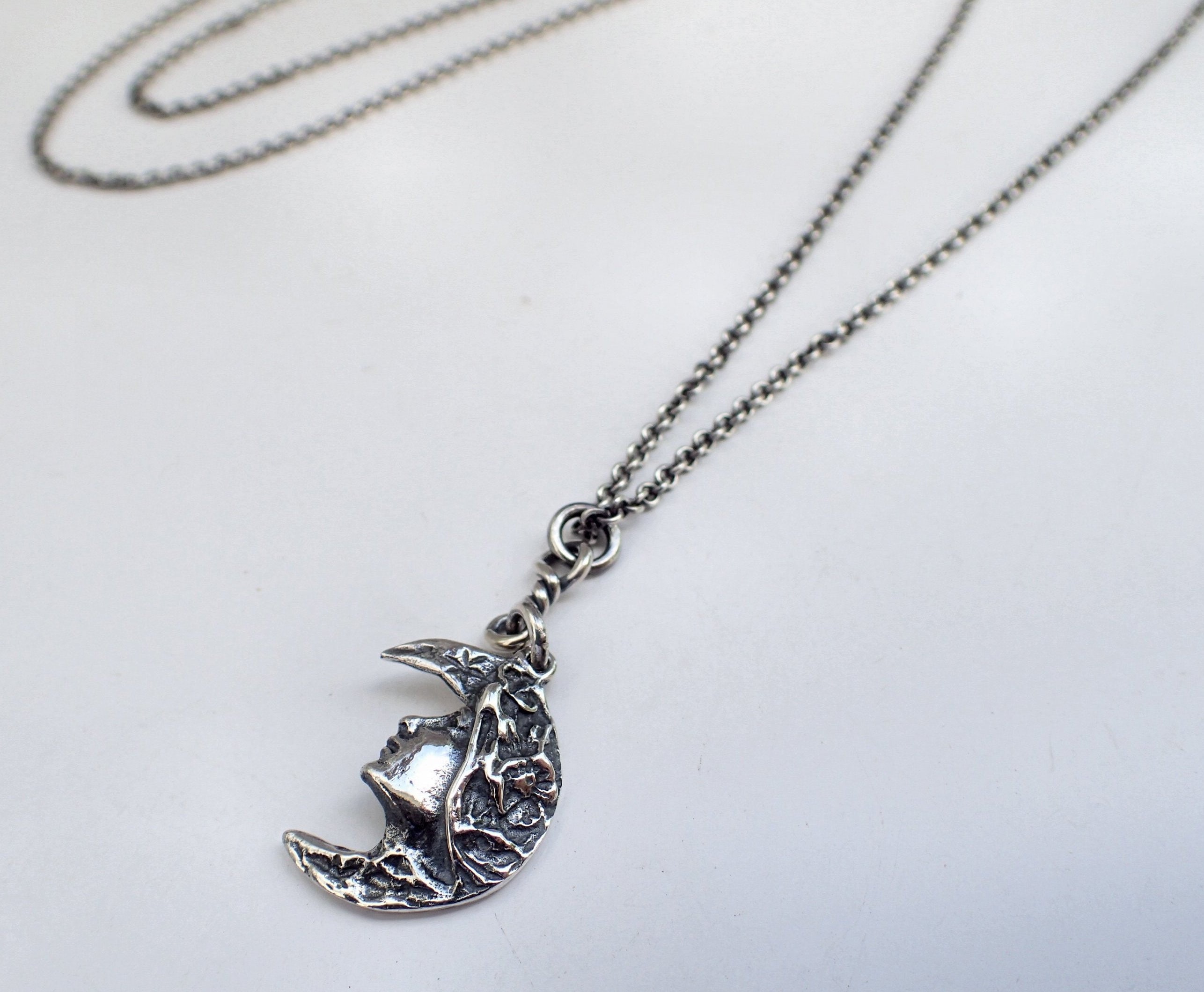 Sterling Silver Seated Moon Goddess Pendant Wiccan Pagan Jewelry