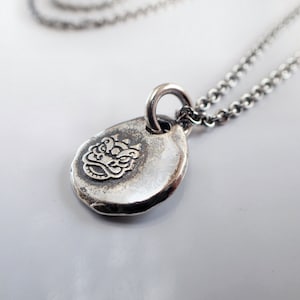Lion Teardrop Sterling Silver Necklace, Small Medallion, Chinese, Luck, Men’s, Unisex, Head