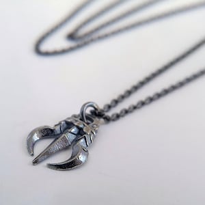 Trident Men’s Sterling Silver Necklace, Oxidized, Poseidon, Small Pendant, Masculine