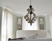 Antiqued White Cottage Distressed Chandelier/Pendant/Shabby Chic/French Country/Custom to Paint