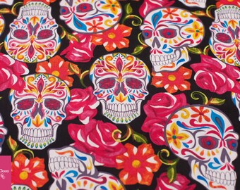 SKULLS & ROSES schwarz by David Textiles