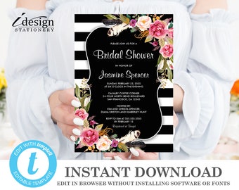 bridal shower invitation instant download etsy