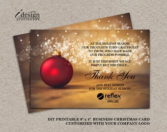 business christmas thank you cards with logo printable etsy customised thank you cards