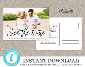 save the date postcard template etsy