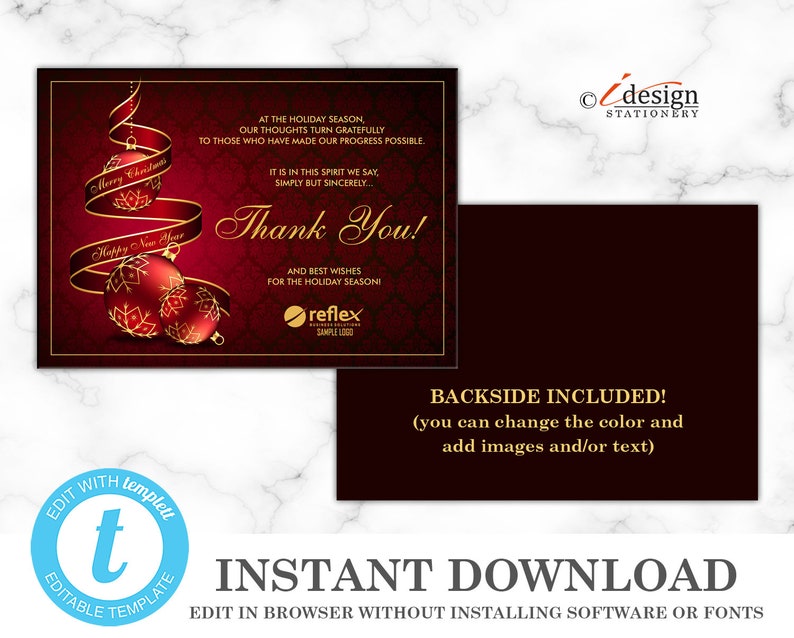 Business Christmas Card With Logo Elegant Corporate Holiday | Etsy