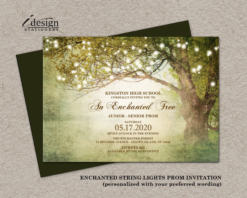 Enchanted Forest Prom Invitation With String Lights Etsy
