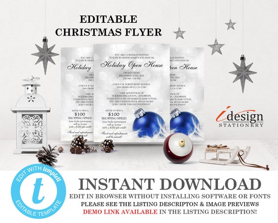 christmas open house flyer printable holiday open house etsy holiday open house flyer