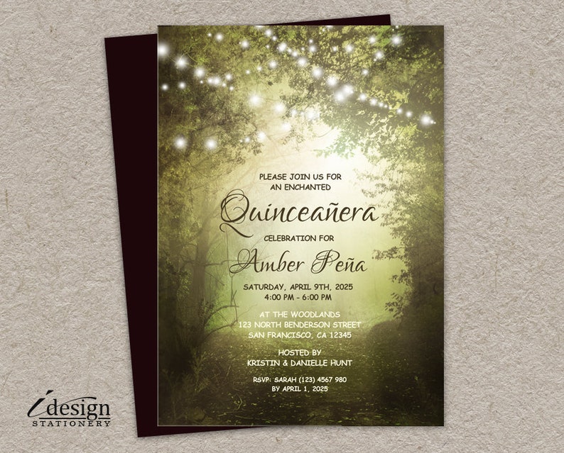 Quinceanera Invitation Printable Enchanted Forest Etsy