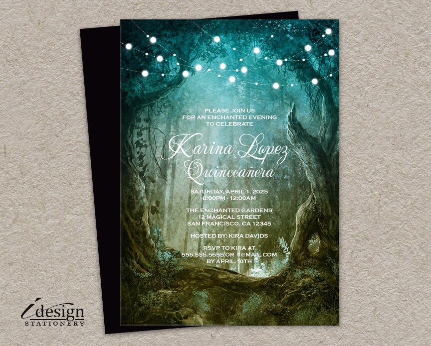 Enchanted Forest Quinceanera Invitation Printable Fairytale | Etsy