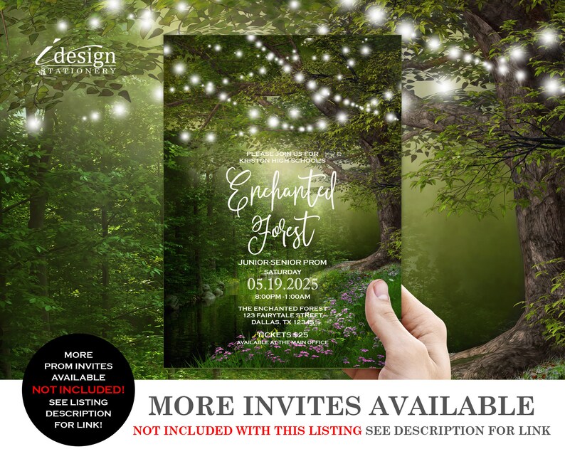 Enchanted Garden Prom Invitation Template Printable Fairytale Etsy