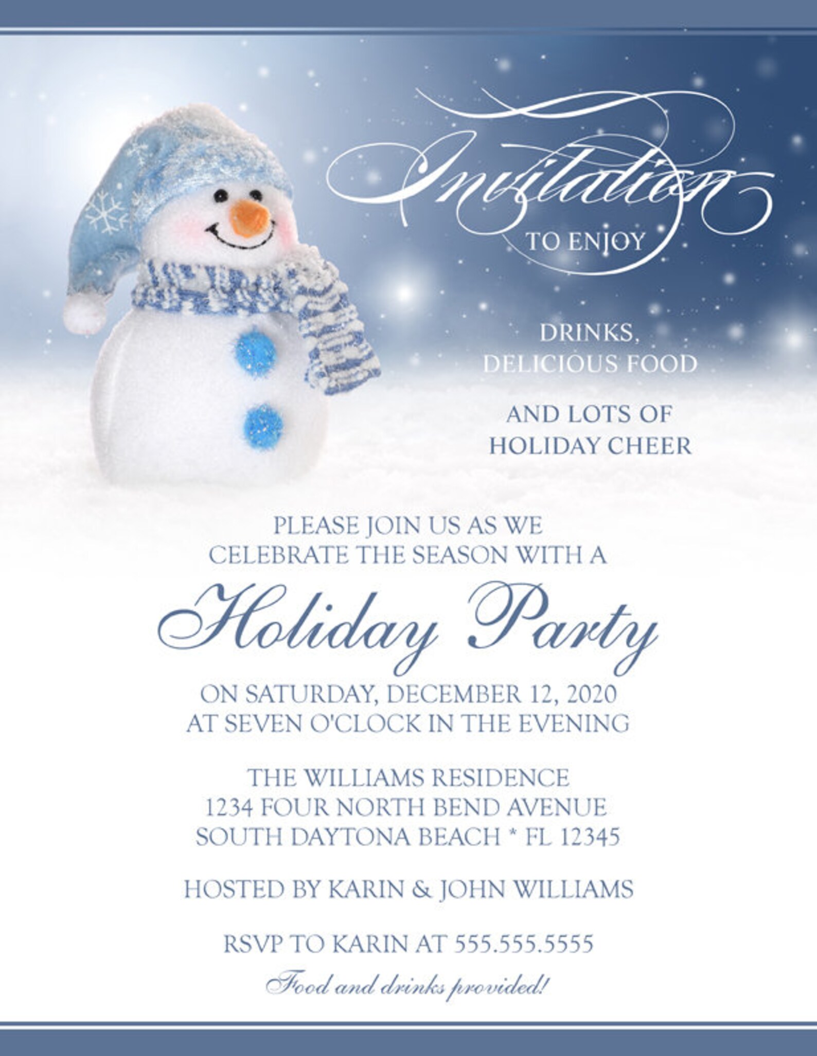 Snowman Holiday Party Flyer Template Printable Christmas | Etsy
