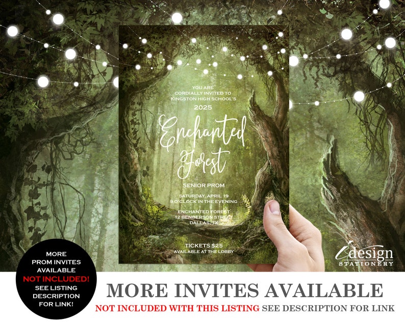 Enchanted Forest Prom Invitation Template Editable Fairytale | Etsy