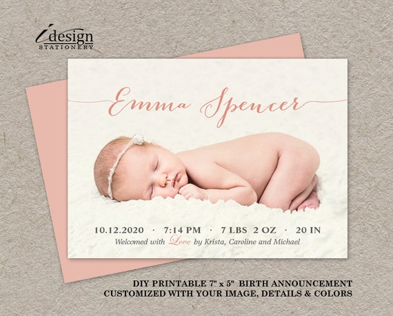 photo birth announcement card