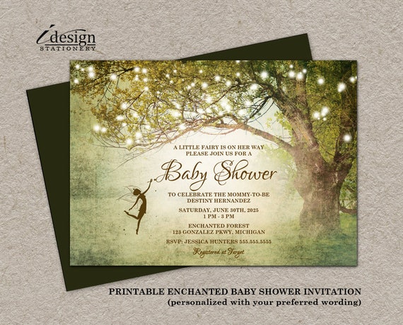 enchanted forest baby shower invitations