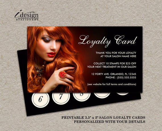 Items similar to Hair Salon Loyalty Card | Printable Hair Stylist Or Hairdresser