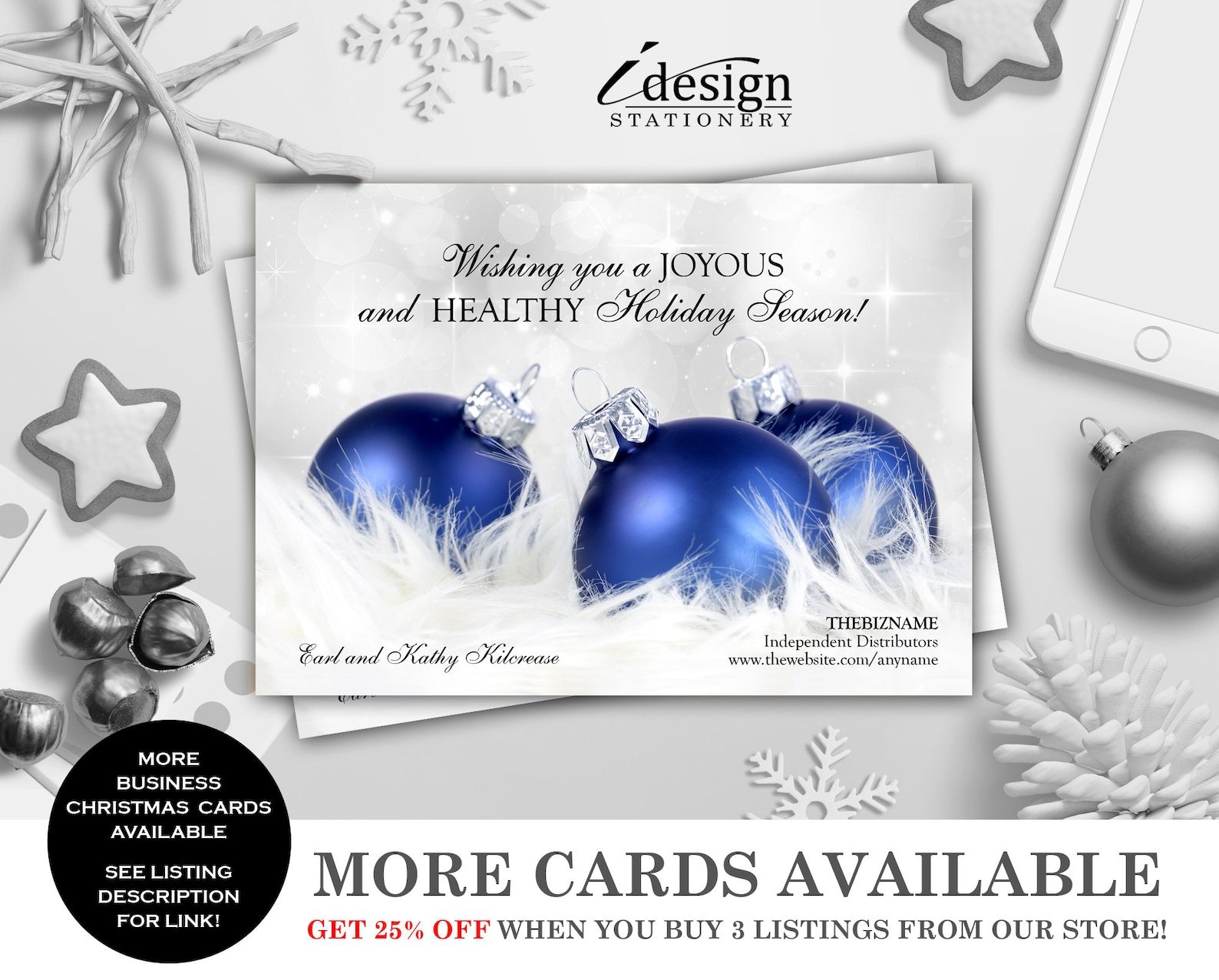 Corporate Christmas Card With Logo Business Holiday Thank  Etsy