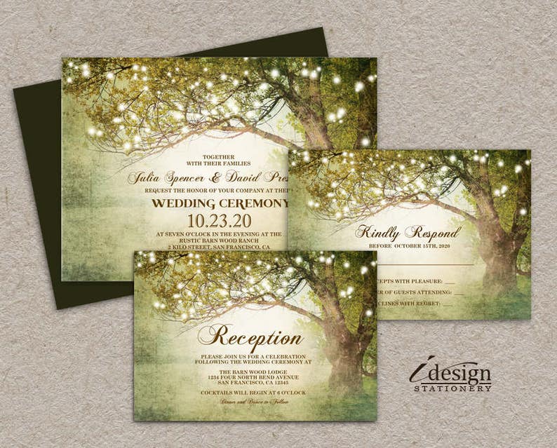 Enchanted Forest Wedding Invitation Set Printable Woodland Etsy