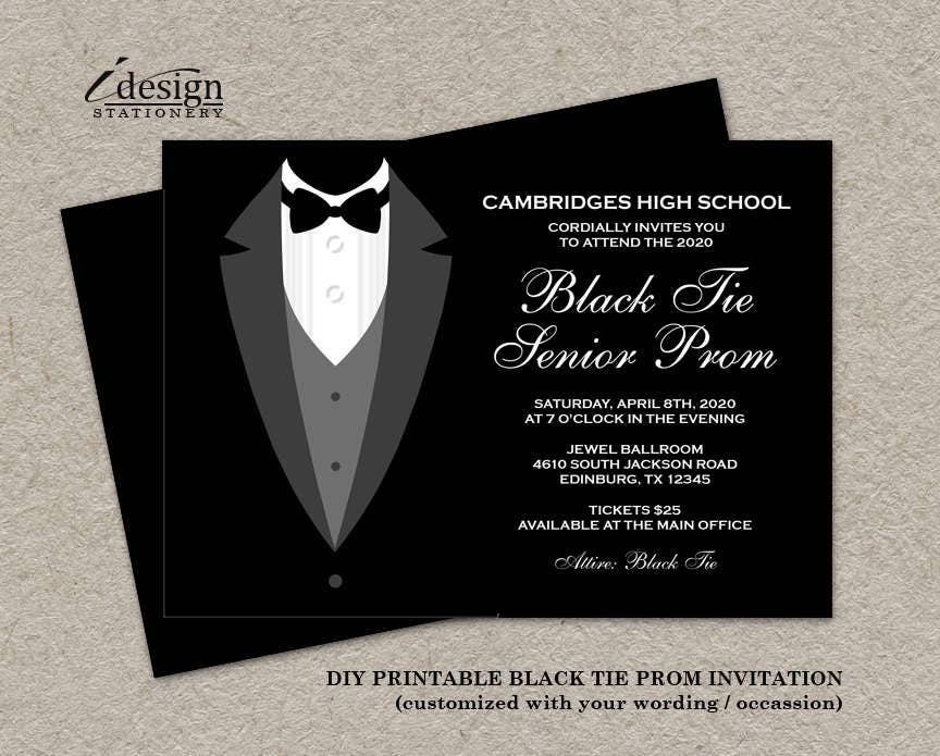 Black Tie Affair Prom Invitations Formal Diy Printable Etsy