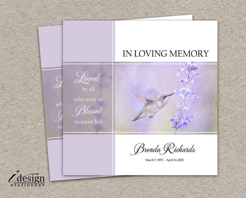 Memorial Service Invitation Funeral Announcement Printable Etsy