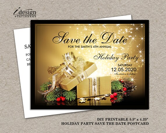 printable christmas or holiday party save the date gift etsy