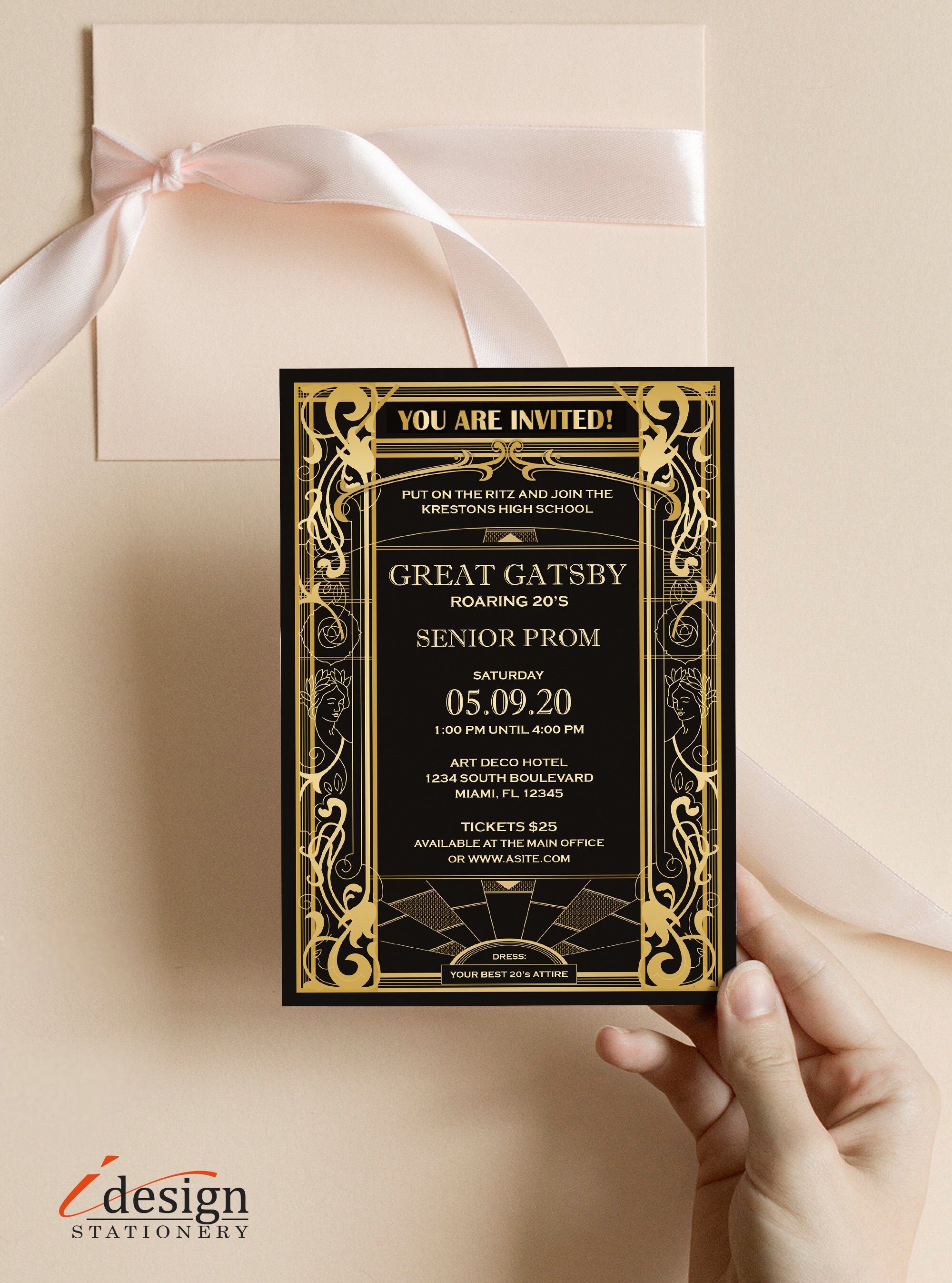 Great Gatsby Prom Invitation Editable Roaring 20's Prom Etsy