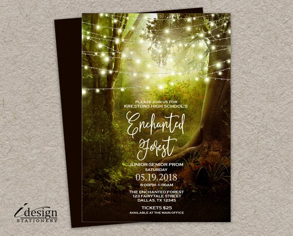 Enchanted Forest Prom Invitation Printable Enchanted Garden Etsy