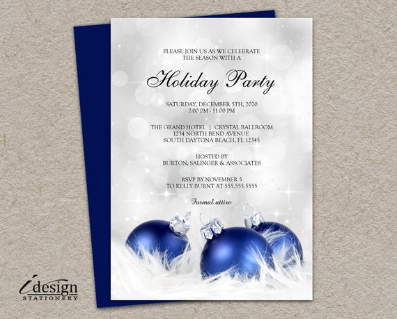 elegant holiday party invitation diy printable christmas etsy