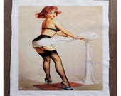Exercise Pin Up Girl sexy - Sewing, Cushion, Upholstery, Craft, Patchwork and Quilting Fabric Panel 100 cotton