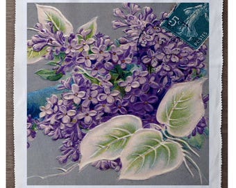 Printed Fabric Panel Make A Cushion Upholstery Craft Purple Flowers