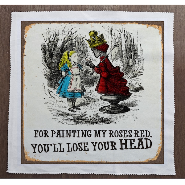 Alice In Wonderland Lose Your Head Vintage- Sewing, Cushion, Upholstery, Craft, Patchwork and Quilting Fabric Panel 100% cotton