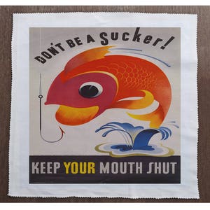 Non essere un ventoso Tieni la bocca chiusa Propaganda di guerra - Sewing, Cushion, Upholstery, Craft, Patchwork e Quilting Fabric Panel 100% cotone