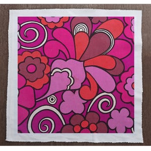 Vintage 1960s Style Retro PInk Red  - Sewing, Cushion, Upholstery, Craft, Patchwork and Quilting Fabric Panel 100% cotton