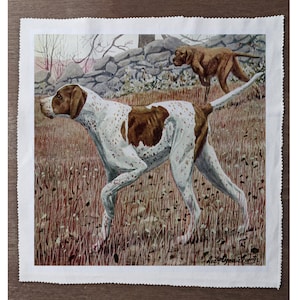 Vintage Pointer Dog - - Sewing, Cushion, Upholstery, Craft, Patchwork and Quilting Fabric Panel 100% cotton