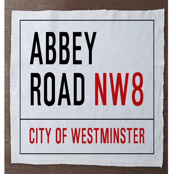 Vintage London street sign Abbey Road - Sewing, Cushion, Upholstery, Craft, Patchwork and Quilting Fabric Panel 100% cotton