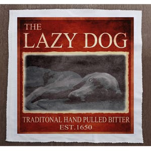 Die Lazy Dog traditionelle Hand gezogener Bier Bar Pub--nähen, Kissen, Polster, Handwerk, Patchwork und Quilting Stoffbahn 100 % Baumwolle