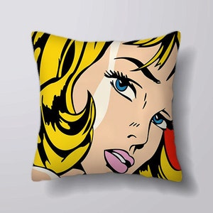 Comic pop art woman -Cushion Cover Case Or Stuffed With Insert