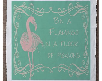 Werden Sie ein Flamingo In eine Herde von Tauben - nähen, Kissen, Polster, Handwerk, Patchwork und Quilting Stoffbahn 100 % Baumwolle