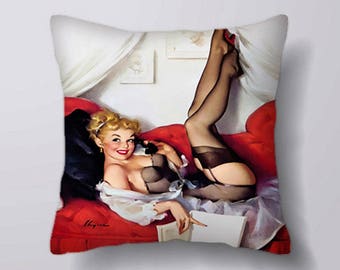 Legs In Air Pin Up Girl - Poszewka na poduszkę lub wypchana wkładką
