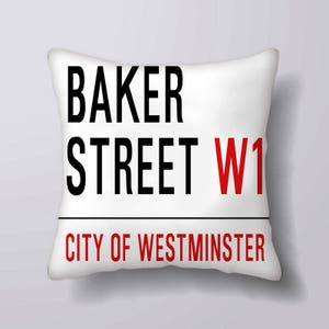 Vintage London street sign Baker Street Sherlock Holmes - Cushion Cover Case Or Stuffed With Insert